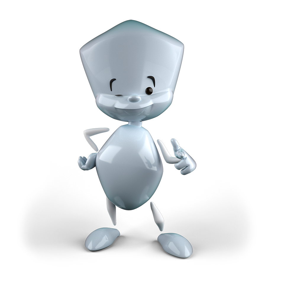 Sam steht in einer coolen Pose und zwinkert dir zu. Der rechte Arm ist in der Hüfte eingestützt, die linke Hand macht ein "Cooll"-Zeichen.