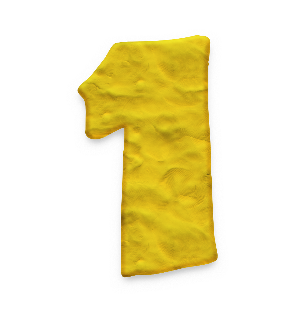 Gelbe Eins aus Knete