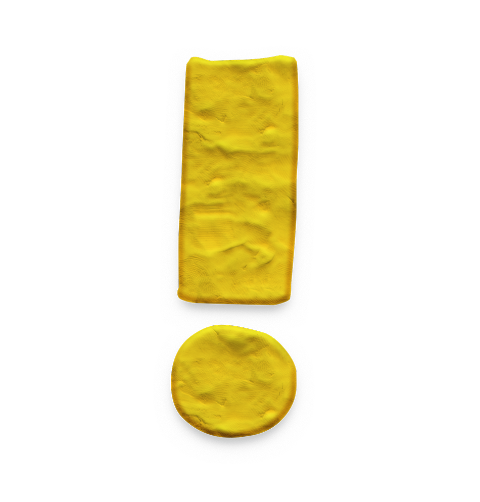 Ausrufezeichen aus gelber Knete